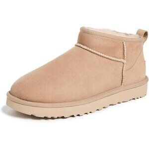 UGG Women's Sand Rounded Toe Sheepskin Lining Classic Ultra Mini Boot
